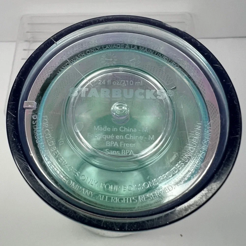 Starbucks Iridescent Scale Tumbler Venti 24 oz Cold Cup Green Lid No‎ Straw